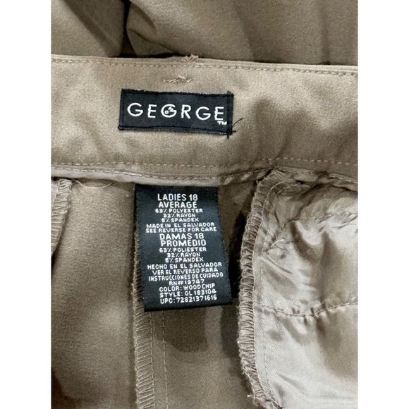WOMEN'S DARK KHAKI FLAT FRONT STRAIGHT LEG PANTS BY GEORGE SIZE 18 - Picture 7 of 8